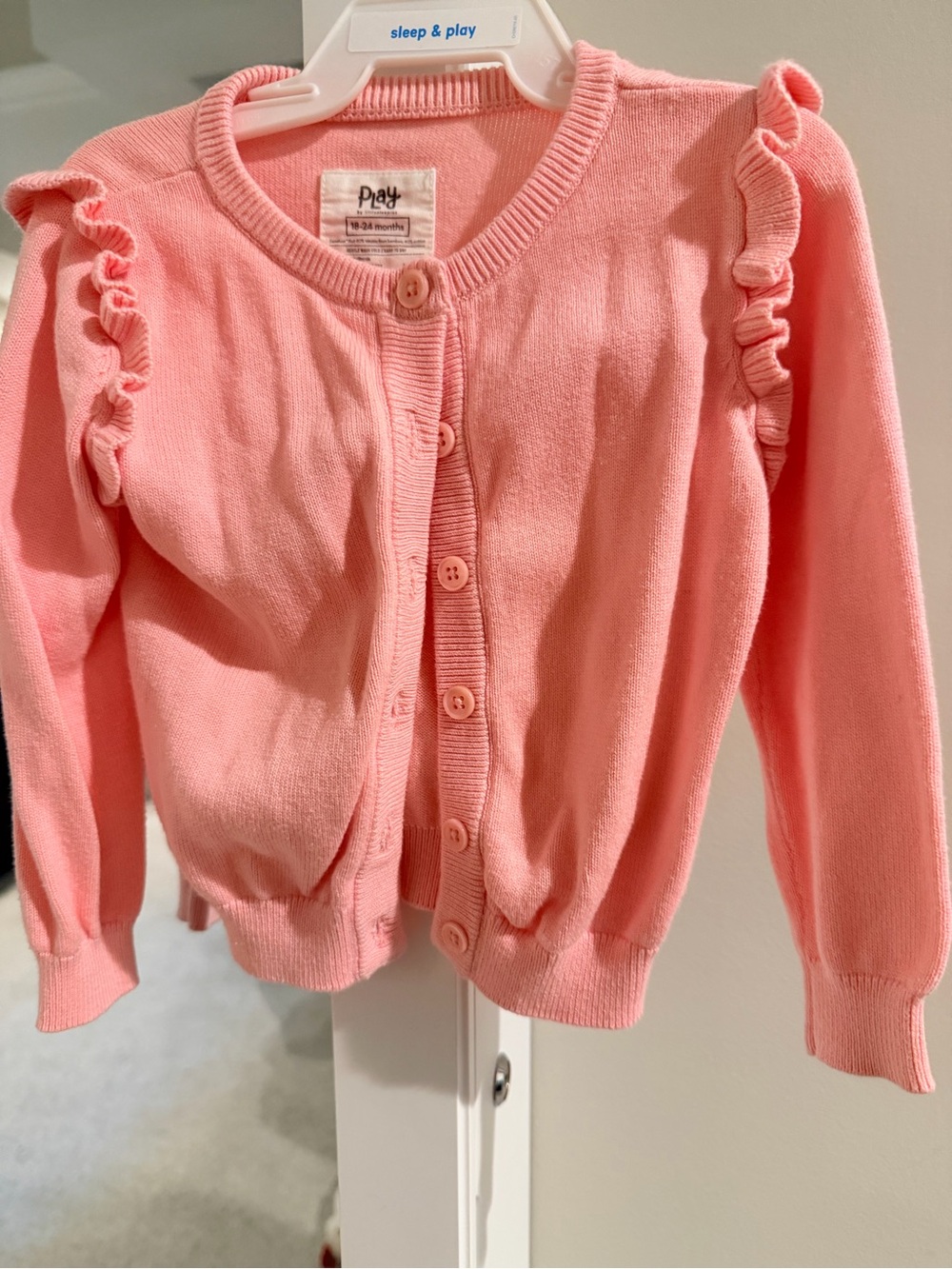 Little sleepies Pink Ruffle-Trim Cardigan for Kids 18-24 mo